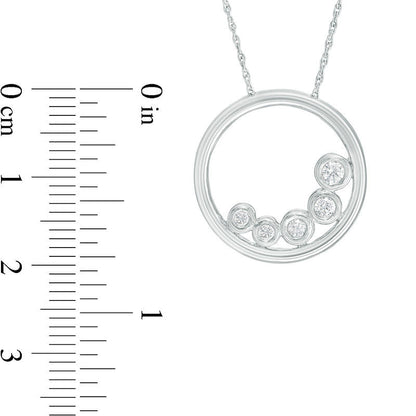 0.25 CT. T.W. Natural Diamond Offset Open Circle Pendant in 10K White Gold