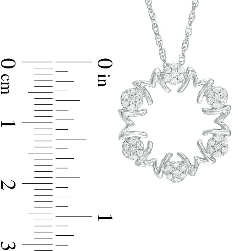 0.25 CT. T.W. Natural Diamond MOM" Circle Pendant in Sterling Silver"