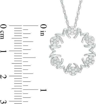 0.25 CT. T.W. Natural Diamond MOM" Circle Pendant in Sterling Silver"