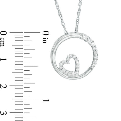 0.2 CT. T.W. Natural Diamond Heart in Circle Pendant in 10K White Gold