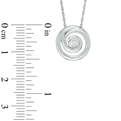 0.1 CT. Natural Diamond Solitaire Swirl Circle Pendant in Sterling Silver