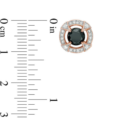 2.2 CT. T.W. Enhanced Black and White Diamond Frame Vintage-Style Stud Earrings in 10K Rose Gold