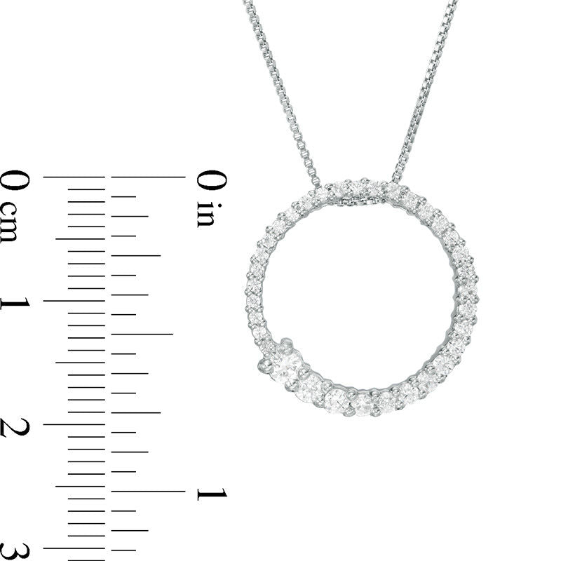 0.5 CT. T.W. Journey Natural Diamond Circle Pendant in 10K White Gold