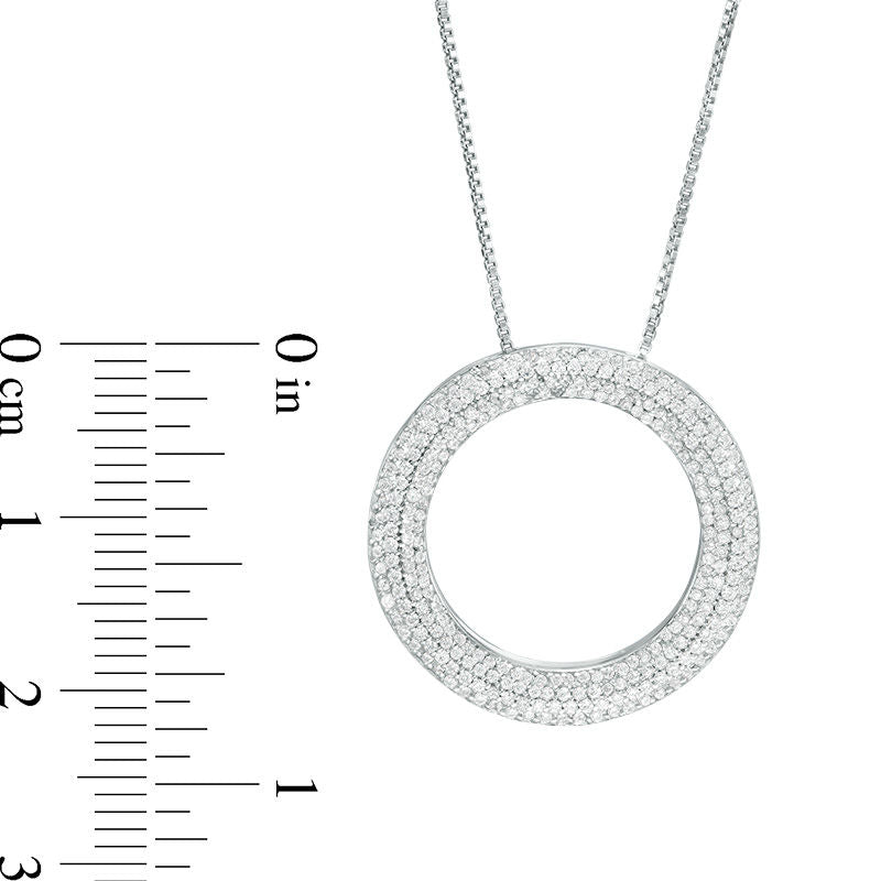 0.75 CT. T.W. Natural Diamond Open Circle Pendant in 10K White Gold