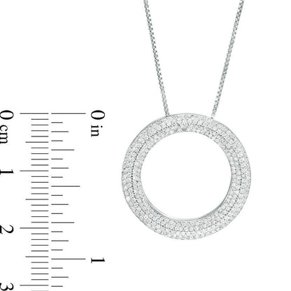 0.75 CT. T.W. Natural Diamond Open Circle Pendant in 10K White Gold