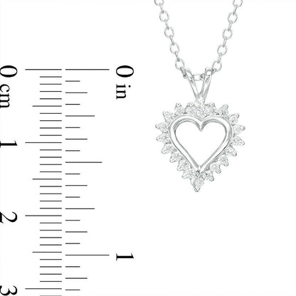 1 CT. T.W. Natural Diamond Heart Pendant in 14K White Gold