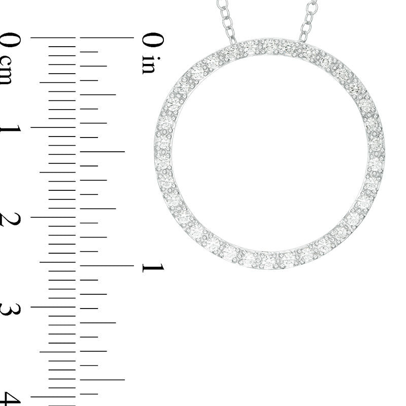 0.5 CT. T.W. Natural Diamond Open Circle Pendant in 14K White Gold