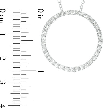 0.5 CT. T.W. Natural Diamond Open Circle Pendant in 14K White Gold
