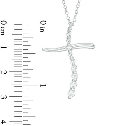 0.5 CT. T.W. Journey Natural Diamond Cross Pendant in 14K White Gold