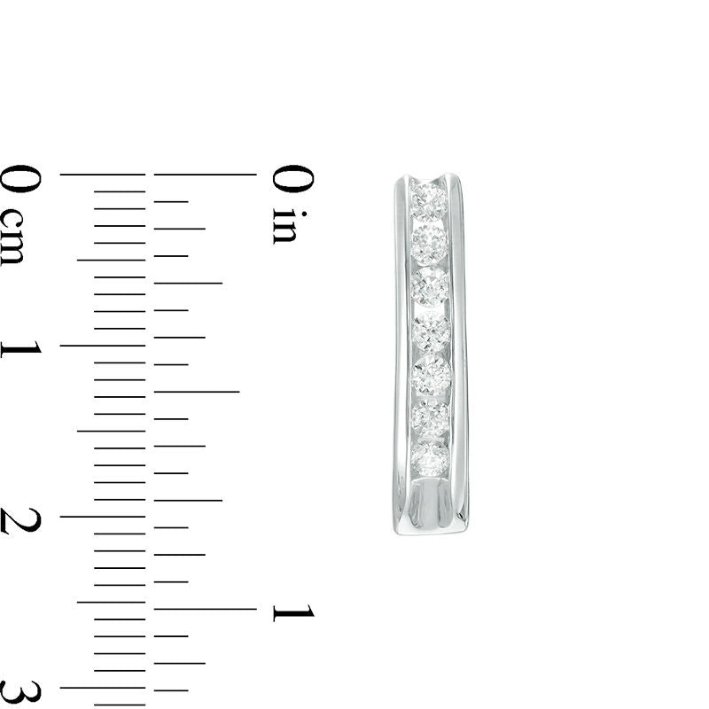 1 CT. T.W. Diamond J-Hoop Earrings in 14K White Gold