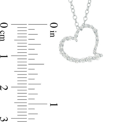 0.5 CT. T.W. Natural Diamond Heart Pendant in 14K White Gold