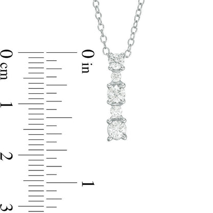 0.5 CT. T.W. Natural Diamond Linear Pendant in 14K White Gold