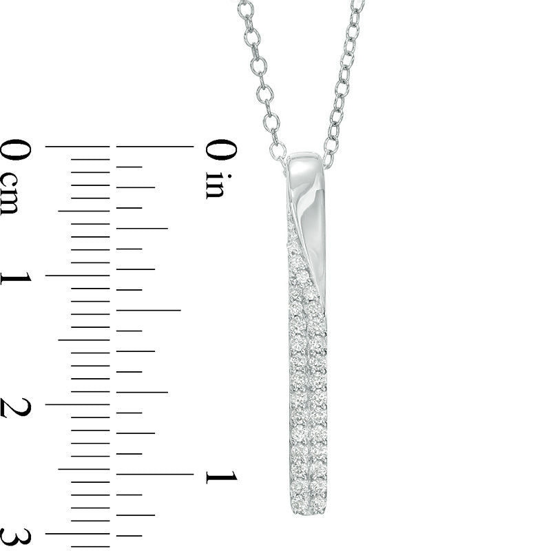 0.25 CT. T.W. Natural Diamond Vertical Bar Pendant in 14K White Gold