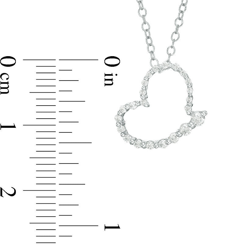 0.25 CT. T.W. Natural Diamond Tilted Heart Pendant in 14K White Gold