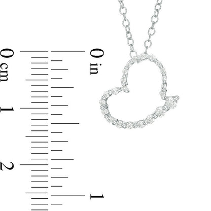 0.25 CT. T.W. Natural Diamond Tilted Heart Pendant in 14K White Gold