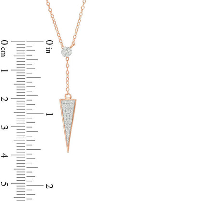 0.17 CT. T.W. Natural Diamond Triangle Y" Necklace in 10K Rose Gold"