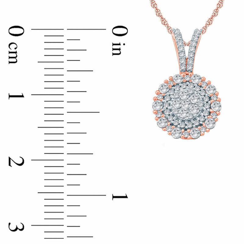 0.33 CT. T.W. Composite Natural Diamond Double Frame Pendant in 10K Rose Gold