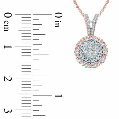 0.33 CT. T.W. Composite Natural Diamond Double Frame Pendant in 10K Rose Gold