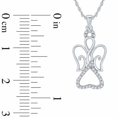 Natural Diamond Accent Angel Pendant in Sterling Silver