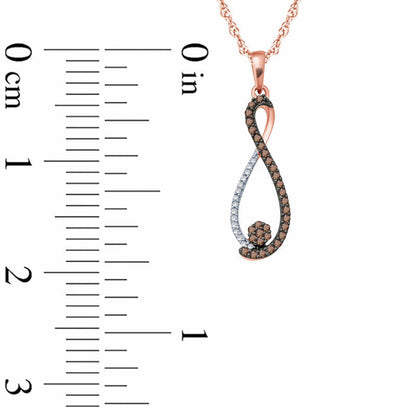 0.17 CT. T.W. Composite Champagne and White Natural Diamond Infinity Pendant in 10K Rose Gold