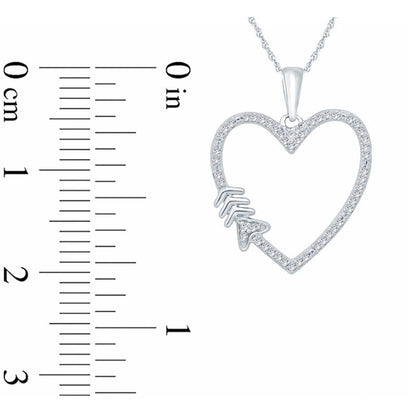 0.07 CT. T.W. Natural Diamond Arrow Heart Pendant in Sterling Silver
