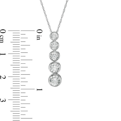 0.25 CT. T.W. Natural Diamond Five Stone Graduated Pendant in Sterling Silver