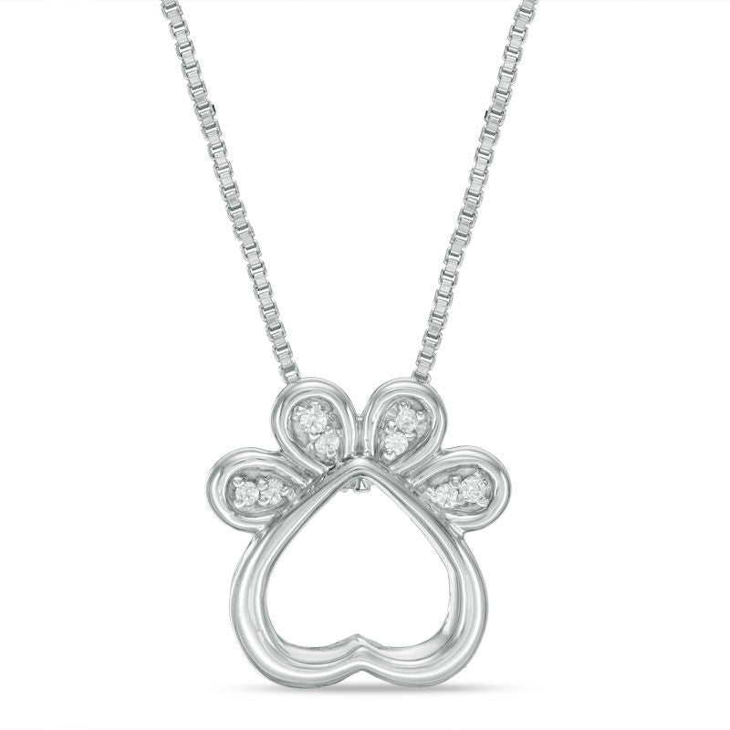 Convertibilities 0.07 CT. T.W. Natural Diamond Dog Paw Print Heart Three-in-One Pendant in Sterling Silver