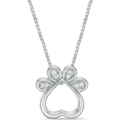 Convertibilities 0.07 CT. T.W. Natural Diamond Dog Paw Print Heart Three-in-One Pendant in Sterling Silver