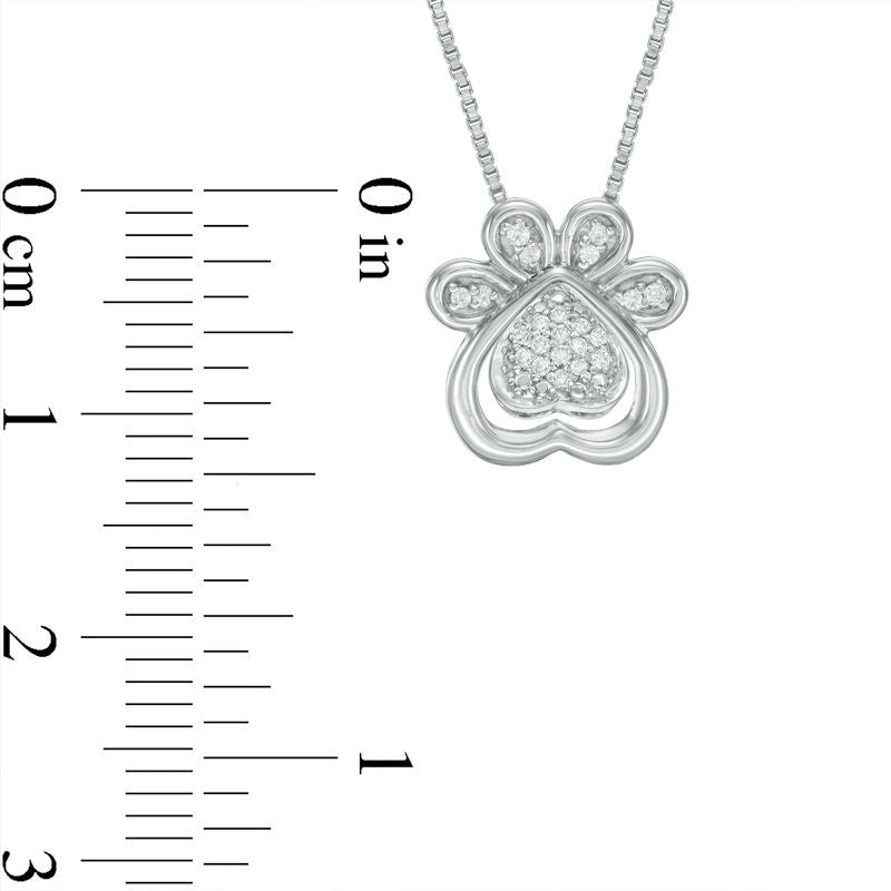 Convertibilities 0.07 CT. T.W. Natural Diamond Dog Paw Print Heart Three-in-One Pendant in Sterling Silver