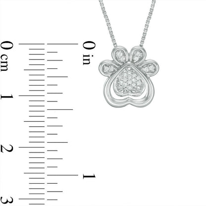 Convertibilities 0.07 CT. T.W. Natural Diamond Dog Paw Print Heart Three-in-One Pendant in Sterling Silver