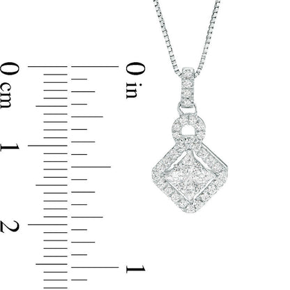 0.25 CT. T.W. Composite Natural Diamond Tilted Square Frame Pendant in 14K White Gold