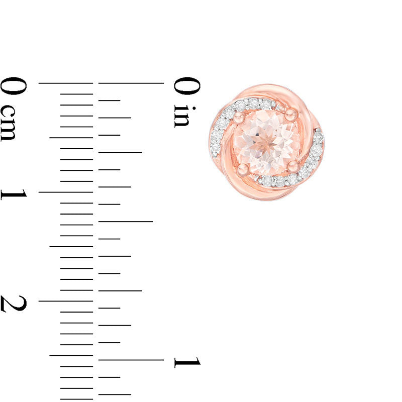 6.0mm Morganite and 0.13 CT. T.W. Diamond Orbit Stud Earrings in 10K Rose Gold