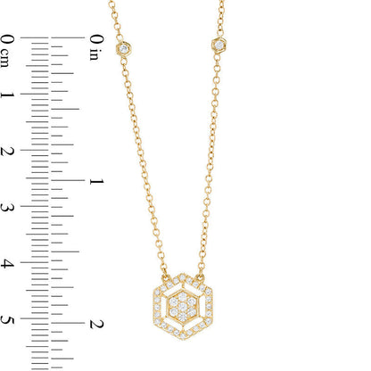 0.25 CT. T.W. Natural Diamond Hexagon Frame Necklace in 14K Gold