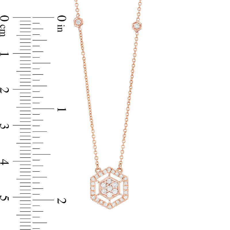0.25 CT. T.W. Natural Diamond Hexagon Frame Necklace in 14K Rose Gold