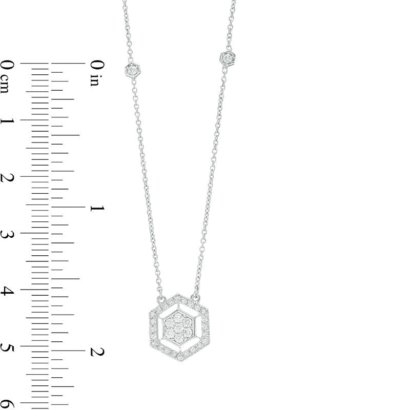 0.25 CT. T.W. Natural Diamond Hexagon Frame Necklace in 14K White Gold