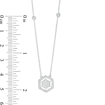 0.25 CT. T.W. Natural Diamond Hexagon Frame Necklace in 14K White Gold
