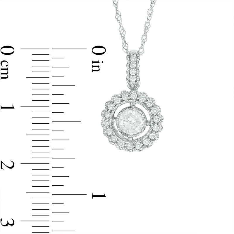 0.5 CT. T.W. Natural Diamond Frame Antique Vintage-Style Pendant in 10K White Gold - 17