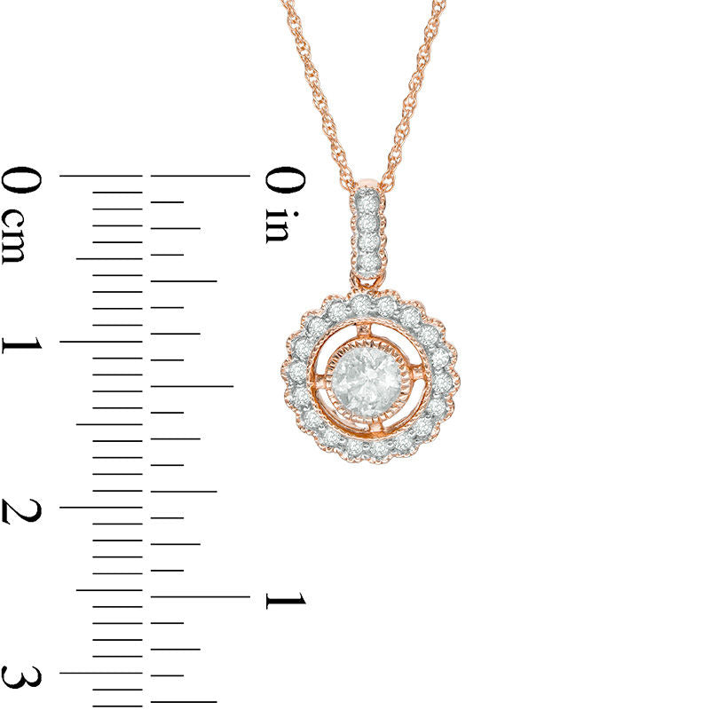 0.5 CT. T.W. Natural Diamond Frame Antique Vintage-Style Pendant in 10K Rose Gold - 17