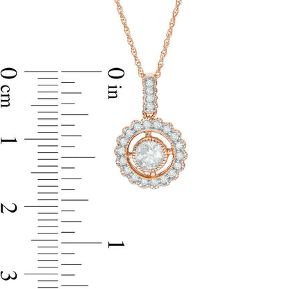 0.5 CT. T.W. Natural Diamond Frame Antique Vintage-Style Pendant in 10K Rose Gold - 17