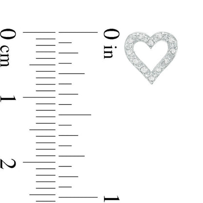 0.05 CT. T.W. Diamond Heart and Heartbeat Mismatch Stud Earrings in Sterling Silver