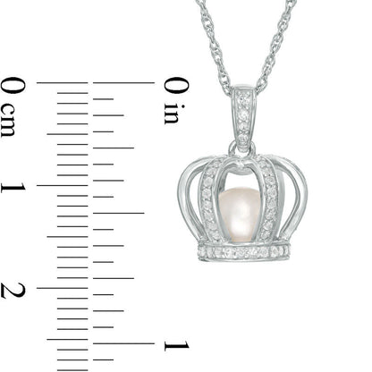 6.5 - 7.0mm Cultured Freshwater Pearl and Lab-Created White Sapphire Crown Cage Pendant in Sterling SiIver