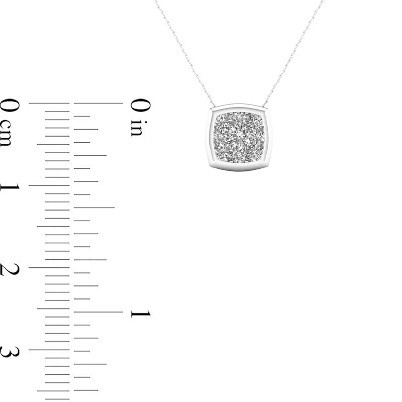0.33 CT. T.W. Natural Diamond Cushion Frame Pendant in 10K White Gold