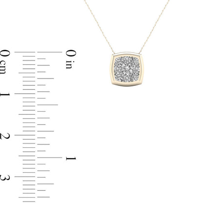 0.33 CT. T.W. Natural Diamond Cushion Frame Pendant in 10K Yellow Gold