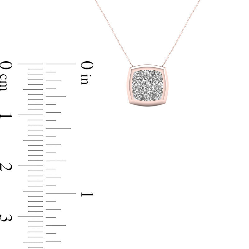 0.33 CT. T.W. Natural Diamond Cushion Frame Pendant in 10K Rose Gold