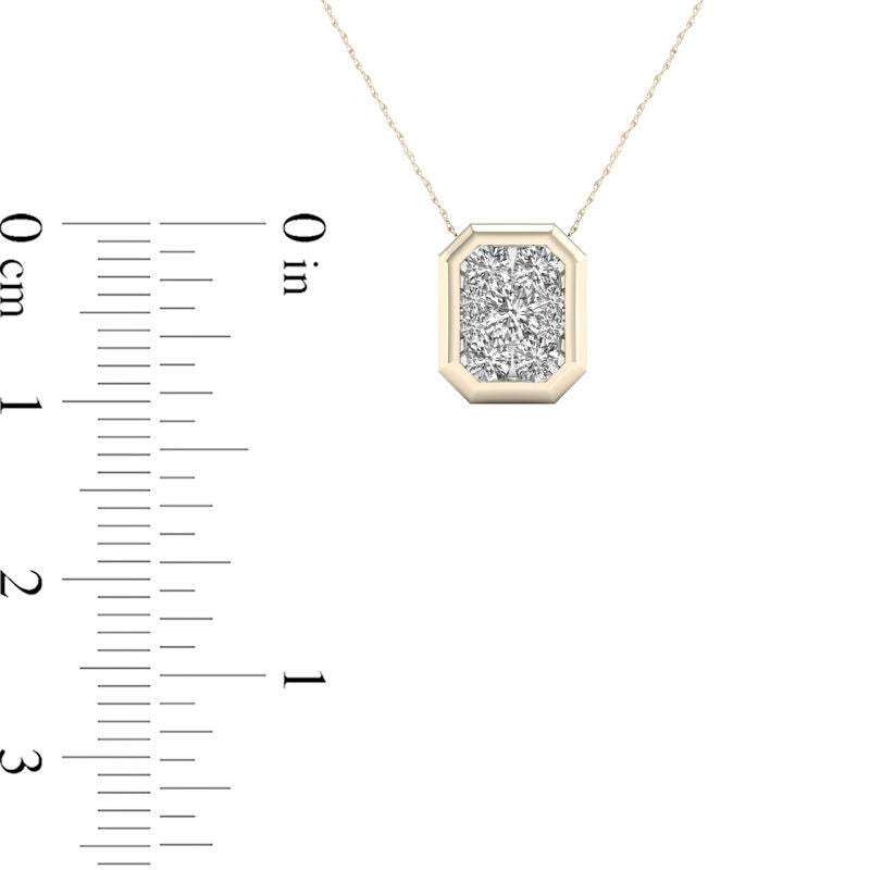 0.33 CT. T.W. Natural Diamond Octagon Frame Pendant in 10K Yellow Gold