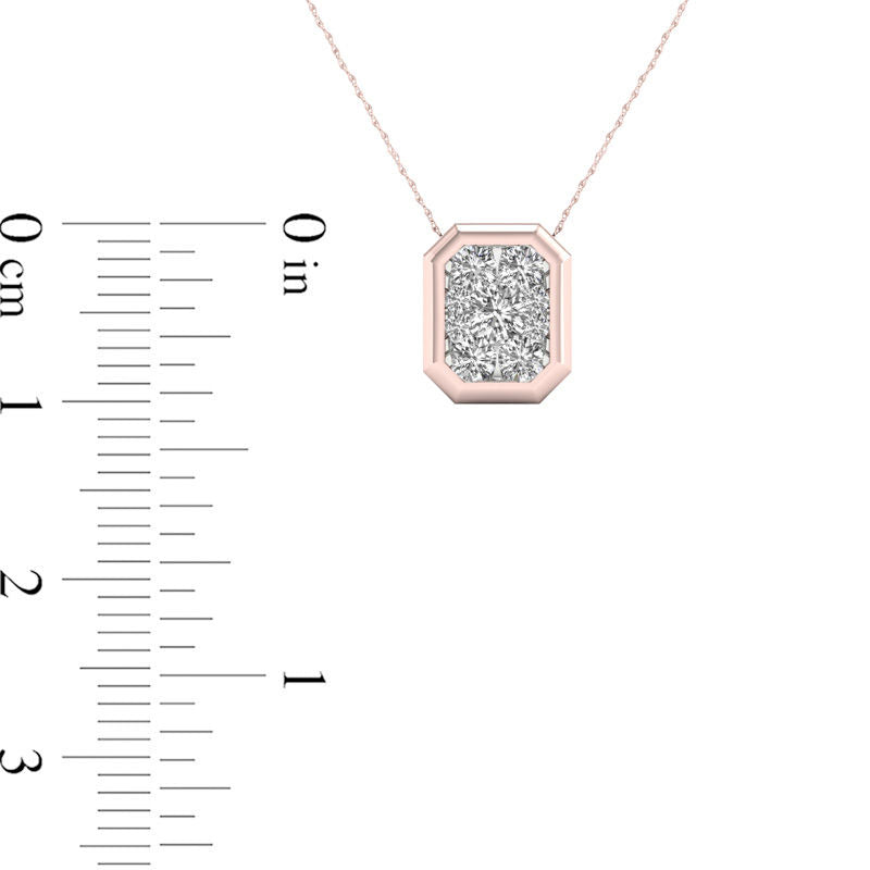 0.33 CT. T.W. Natural Diamond Octagon Frame Pendant in 10K Rose Gold