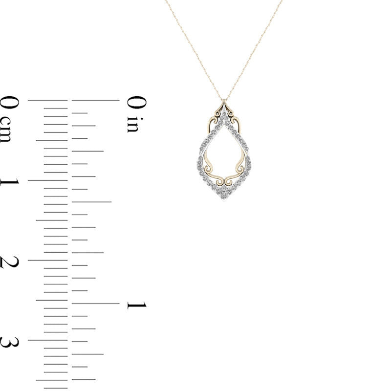 0.33 CT. T.W. Natural Diamond Marquise Filigree Pendant in 10K Yellow Gold
