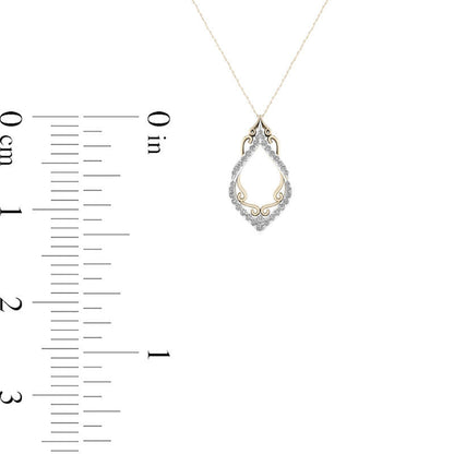 0.33 CT. T.W. Natural Diamond Marquise Filigree Pendant in 10K Yellow Gold