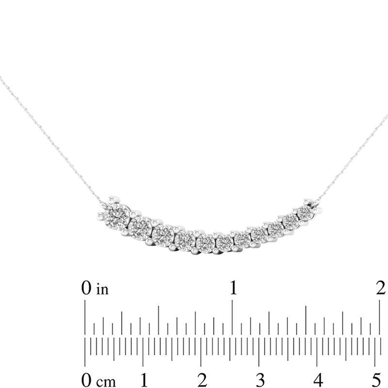 0.25 CT. T.W. Natural Diamond Curved Bar Necklace in 10K White Gold
