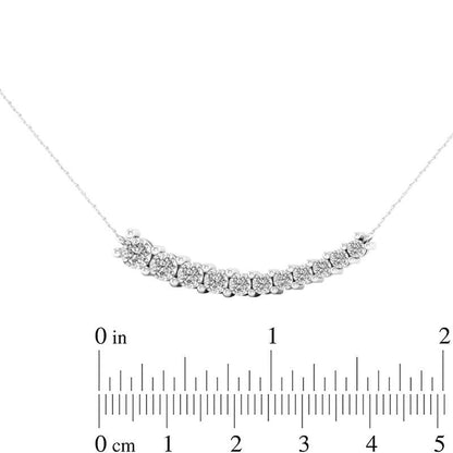0.25 CT. T.W. Natural Diamond Curved Bar Necklace in 10K White Gold